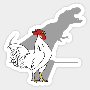 t-rex shadow white rooster crowing Sticker